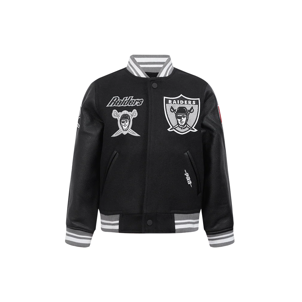NFL LAS VEGAS RAIDERS RETRO CLASSIC LITTLE BOYS RIB WOOL VARSITY JACKET