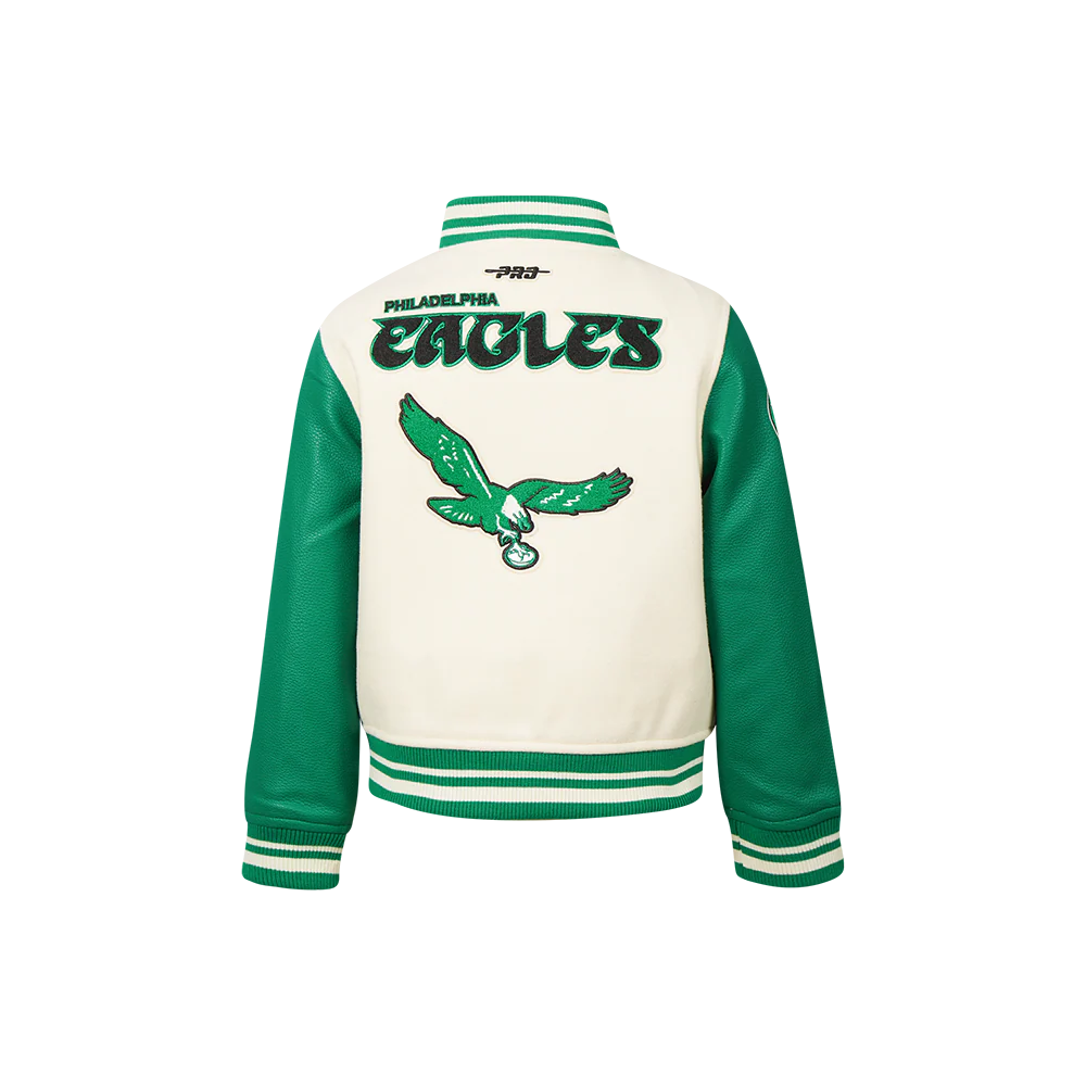 NFL PHILADELPHIA EAGLES RETRO CLASSIC LITTLE BOYS RIB WOOL VARSITY JACKET