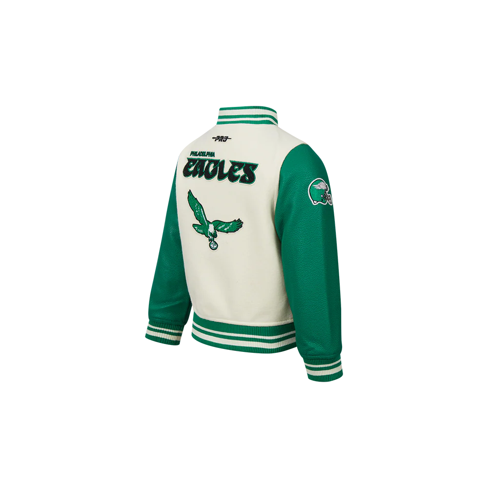 NFL PHILADELPHIA EAGLES RETRO CLASSIC TODDLER BOYS RIB WOOL VARSITY JACKET