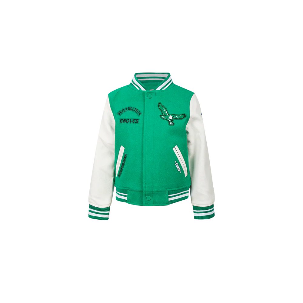NFL PHILADELPHIA EAGLES RETRO CLASSIC TODDLER BOYS RIB WOOL VARSITY JACKET