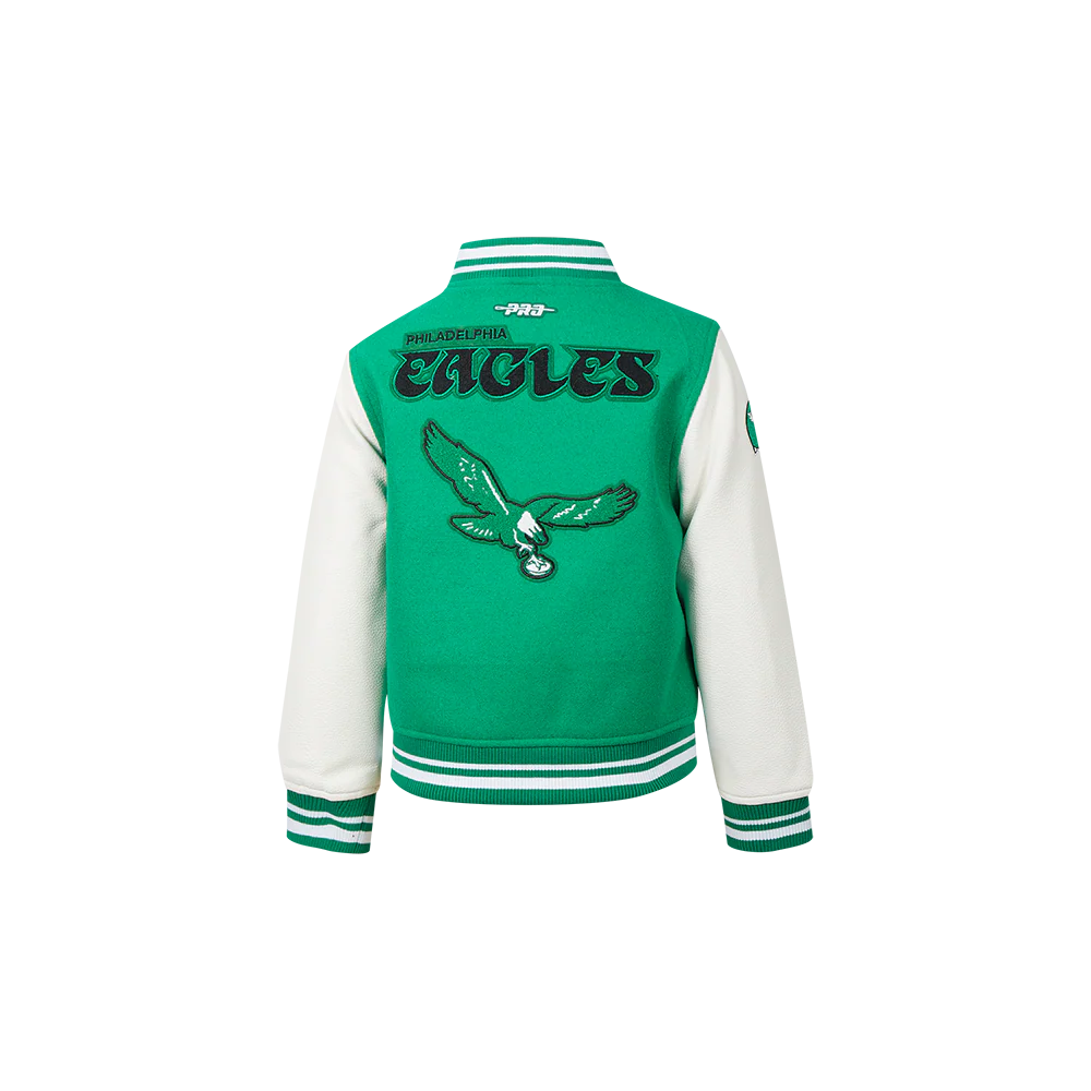 NFL PHILADELPHIA EAGLES RETRO CLASSIC TODDLER BOYS RIB WOOL VARSITY JACKET