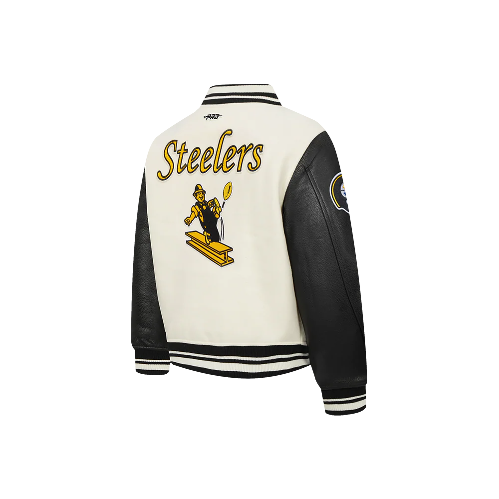 NFL PITTSBURGH STEELERS RETRO CLASSIC TODDLER BOYS RIB WOOL VARSITY JACKET