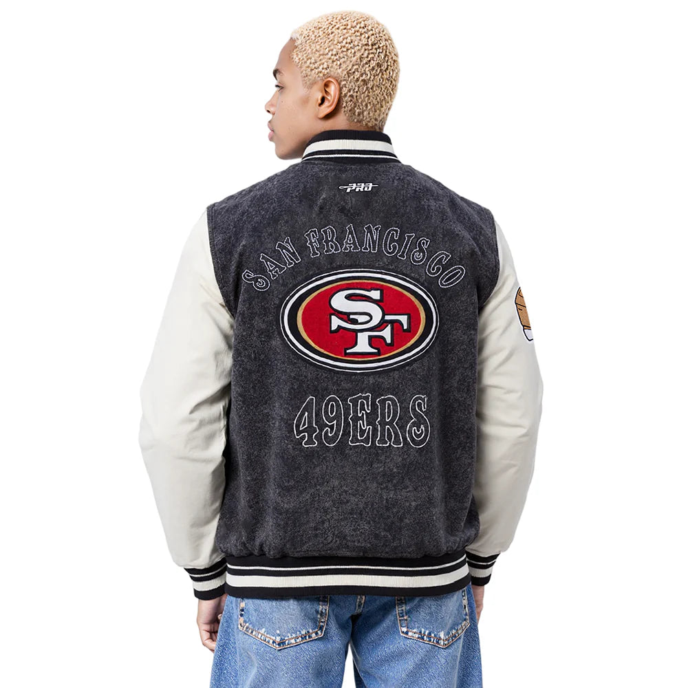 NFL SAN FRANCISCO 49ERS REBEL ATHLETICS MEN'S DENIM VARSITY JACKET