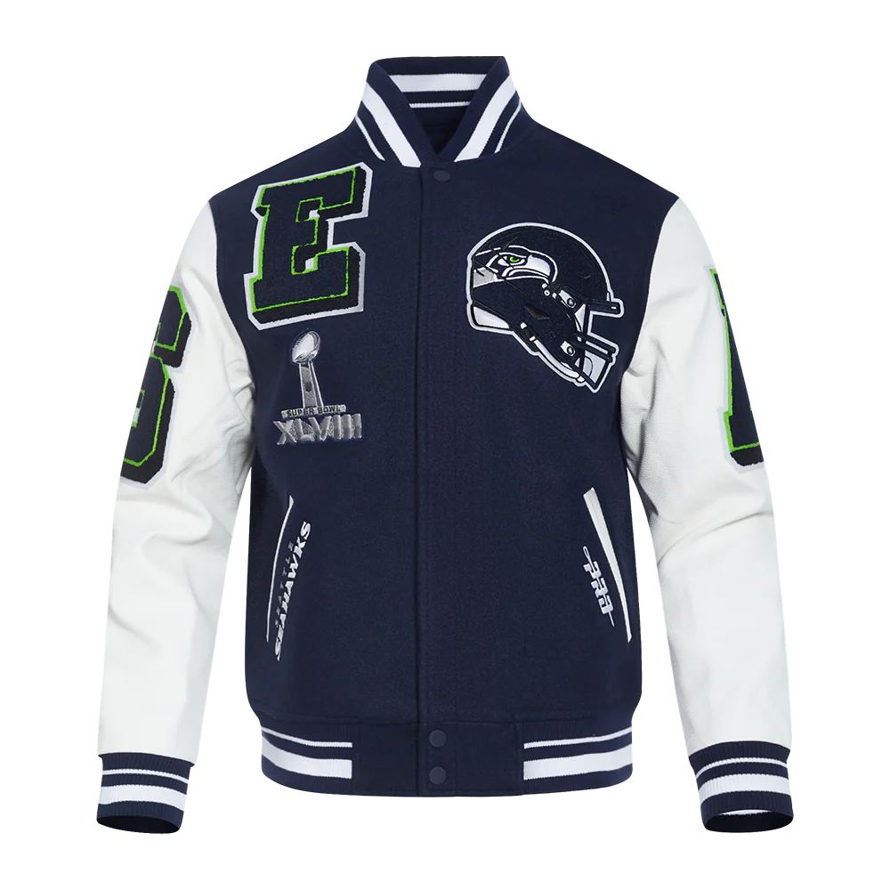 NFL SEATTLE SEAHAWKS MASHUP MEN'S RIB WOOL VARSITY JACKET