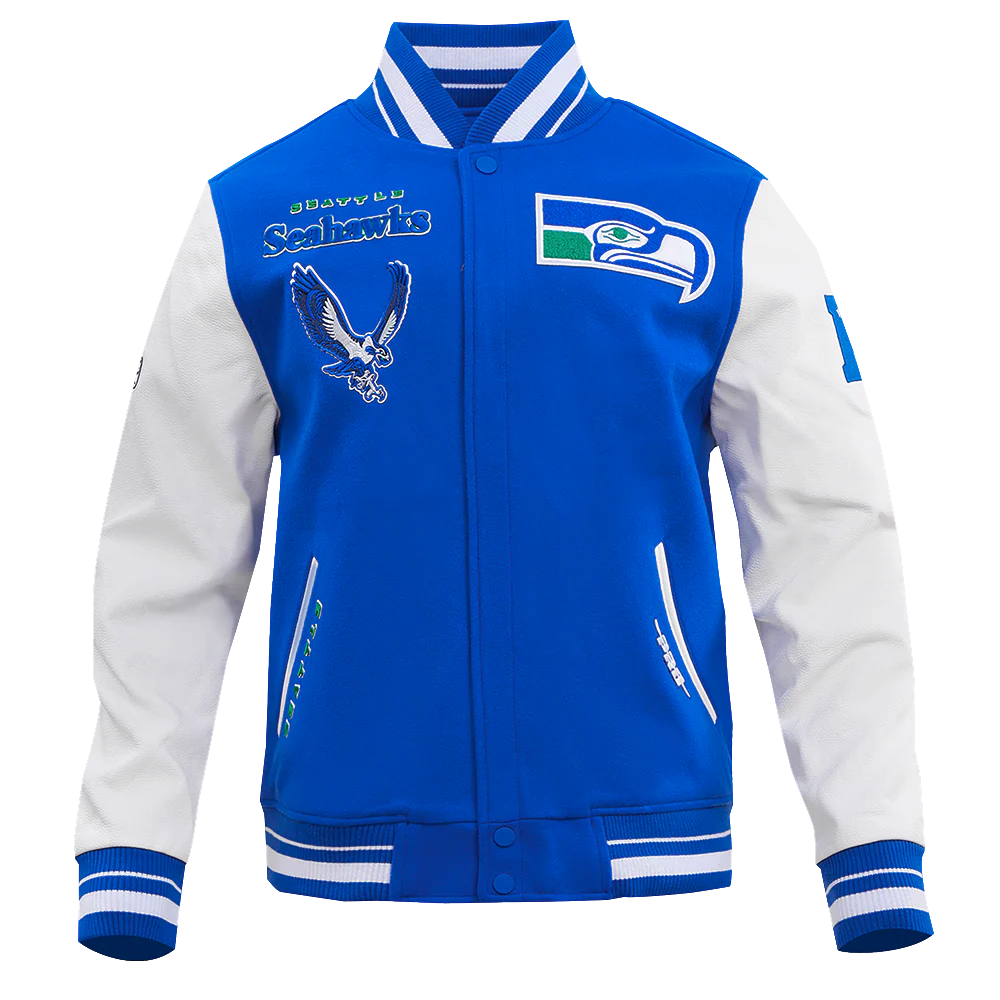 NFL SEATTLE SEAHAWKS RETRO CLASSIC MEN'S RIB WOOL VARSITY JACKET