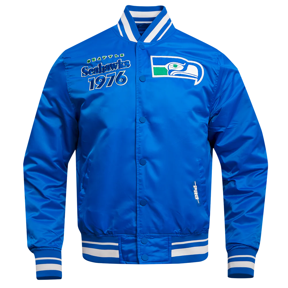 NFL SEATTLE SEAHAWKS RETRO CLASSIC MEN'S RIB SATIN JACKET