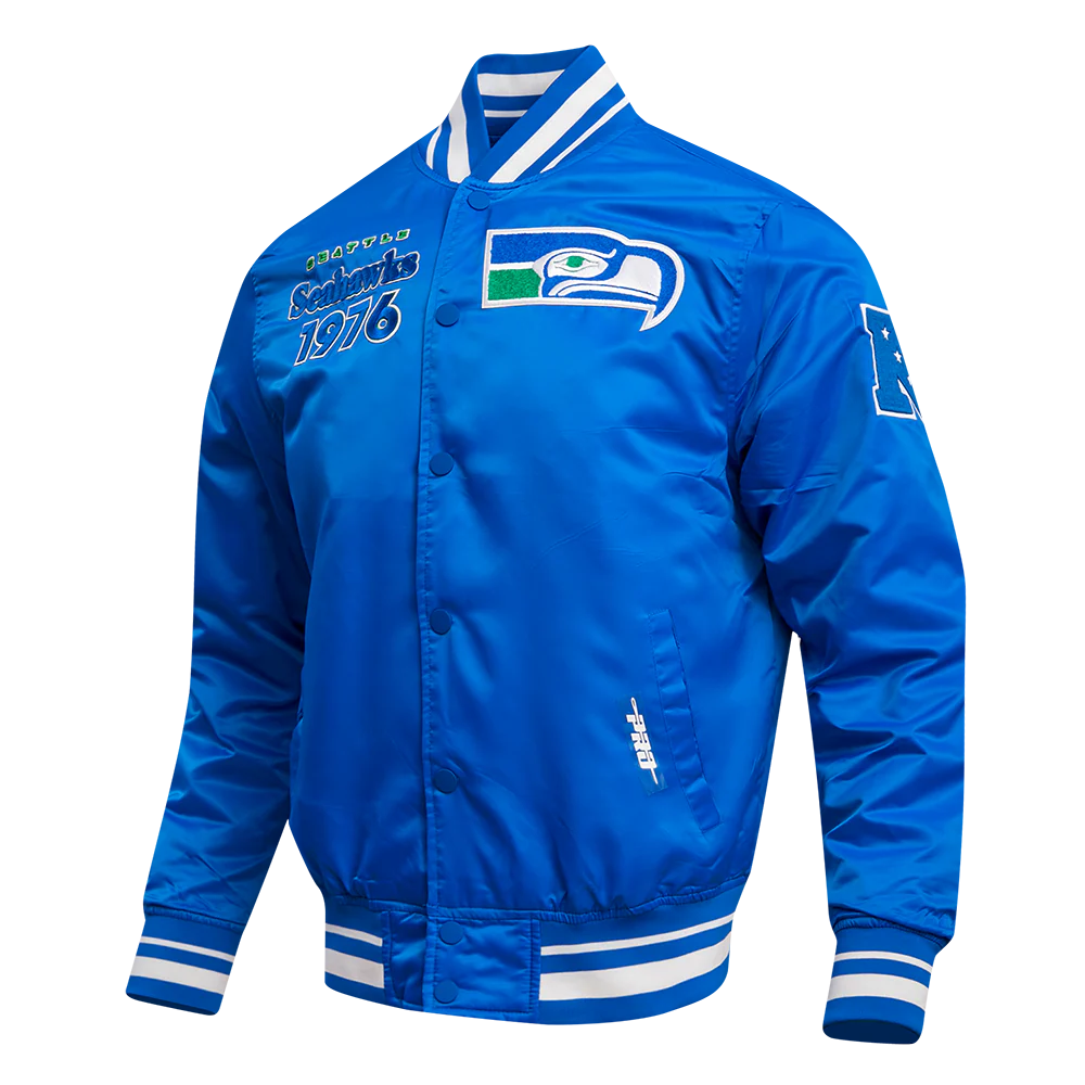 NFL SEATTLE SEAHAWKS RETRO CLASSIC MEN'S RIB SATIN JACKET