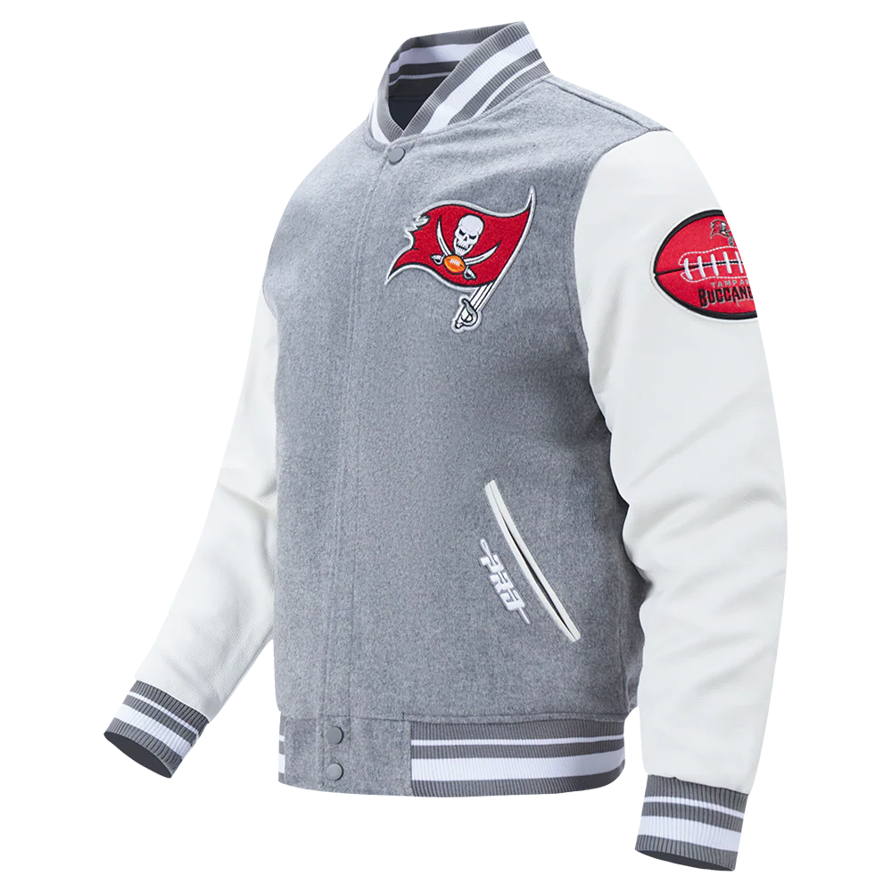 NFL TAMPA BAY BUCCANEERS OLD ENGLISH MEN'S RIB WOOL VARSITY JACKET