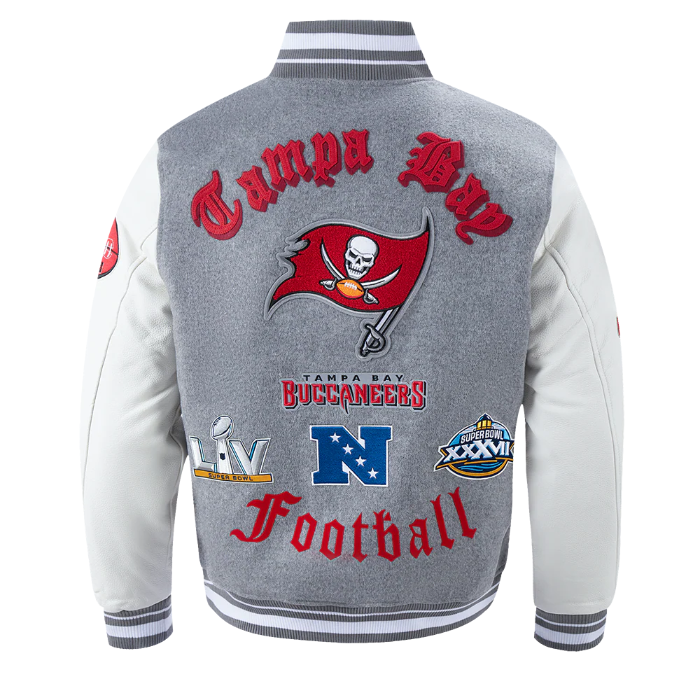 NFL TAMPA BAY BUCCANEERS OLD ENGLISH MEN'S RIB WOOL VARSITY JACKET