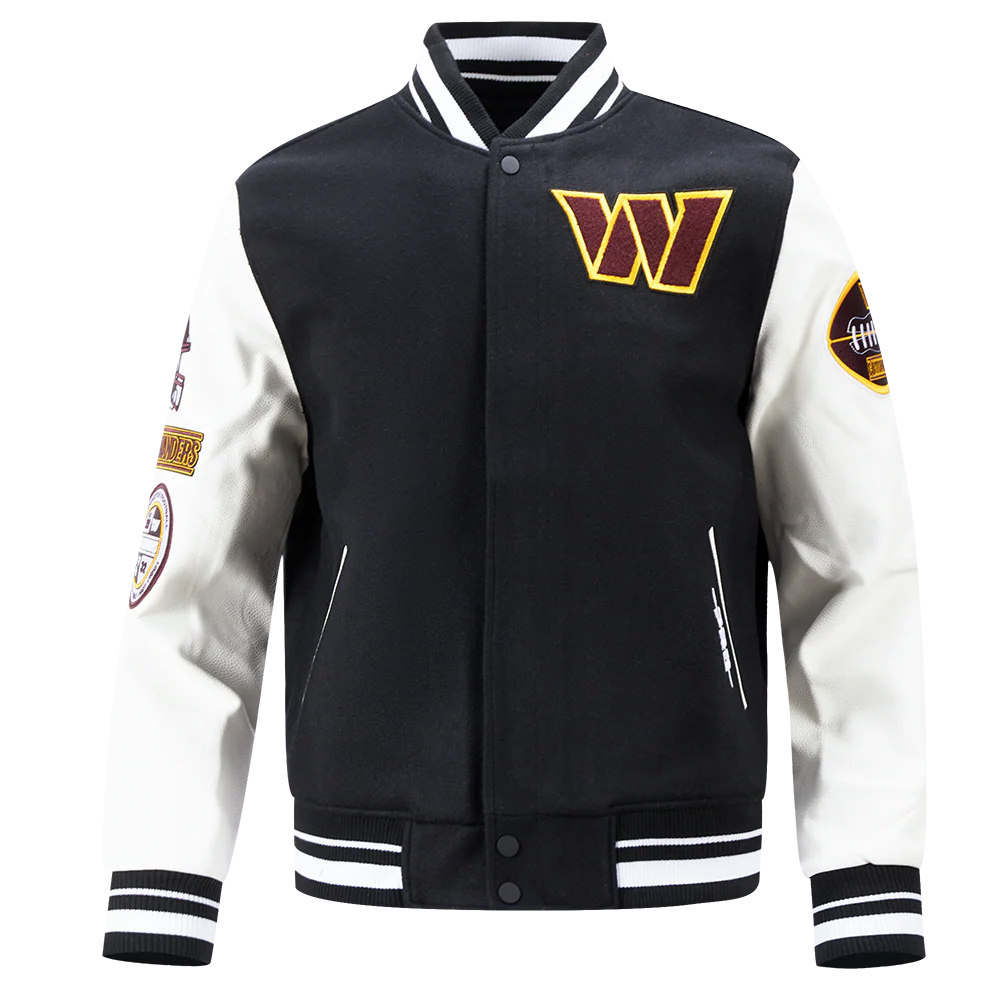 NFL WASHINGTON COMMANDERS OLD ENGLISH MEN'S RIB WOOL VARSITY JACKET