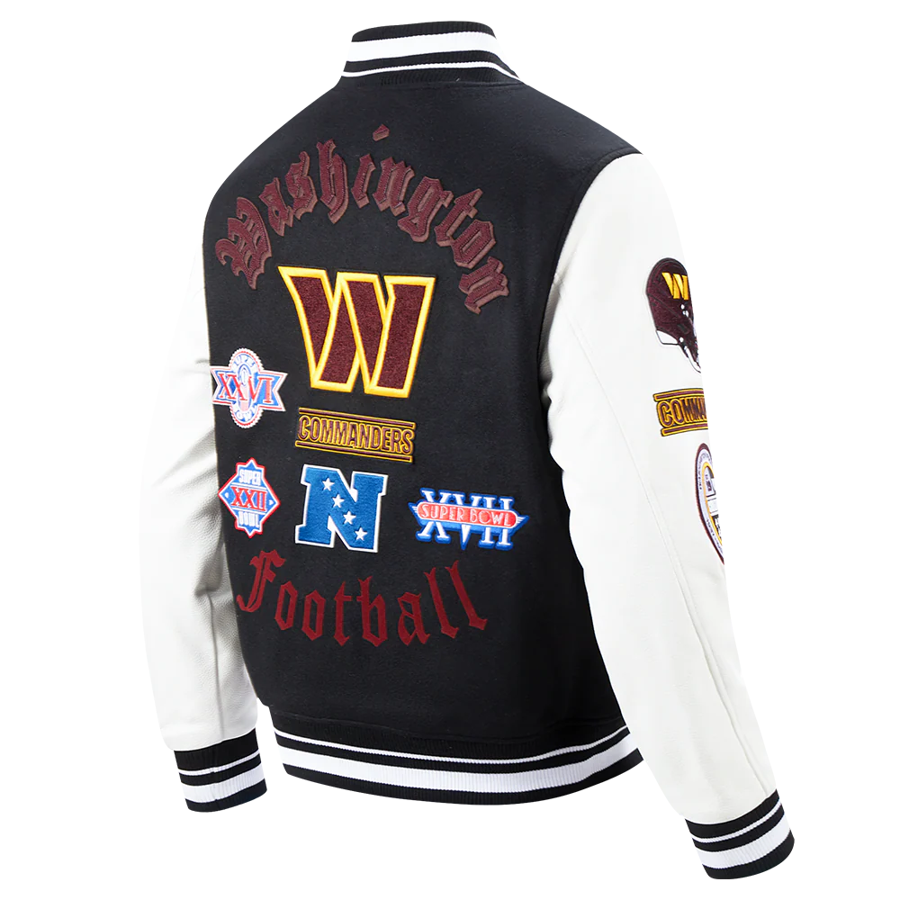 NFL WASHINGTON COMMANDERS OLD ENGLISH MEN'S RIB WOOL VARSITY JACKET