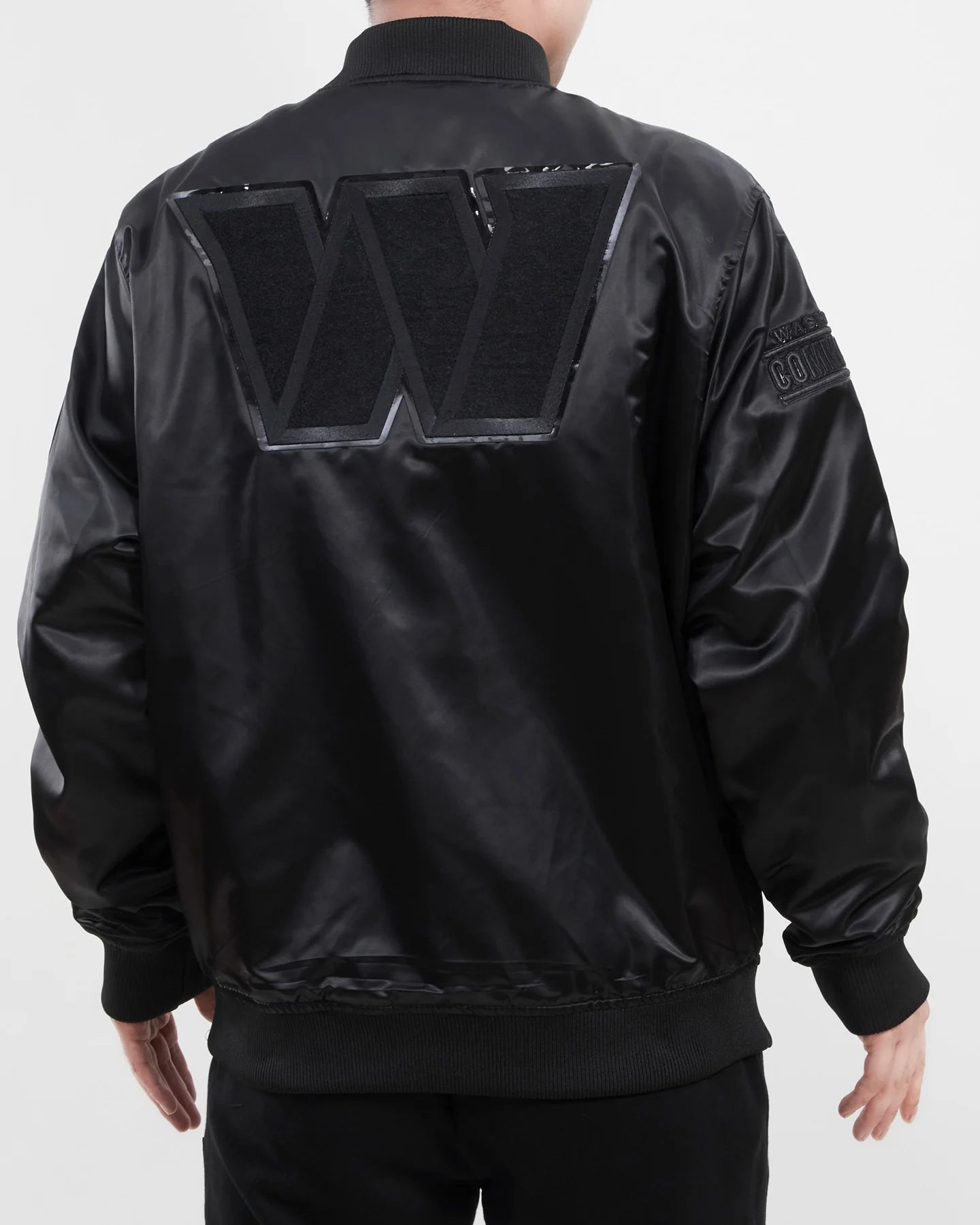 NFL WASHINGTON COMMANDERS TRIPLE BLACK MEN'S SATIN JACKET