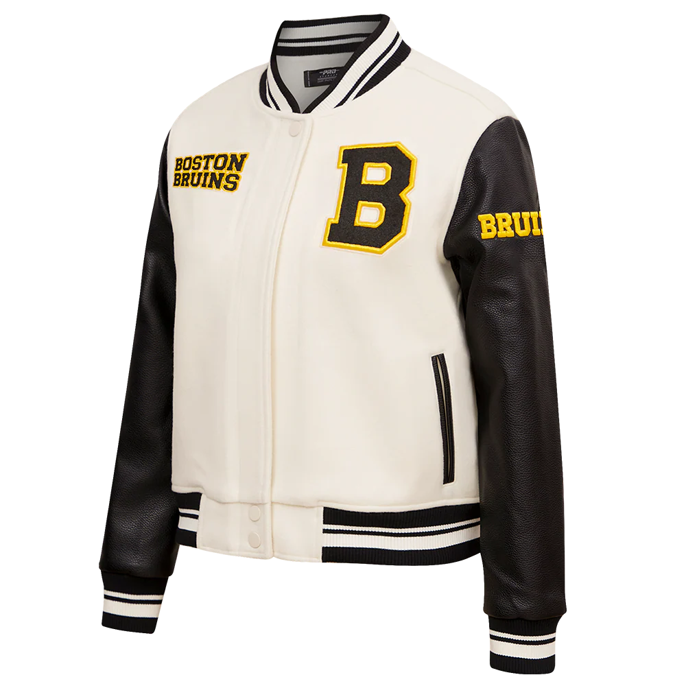 NHL BOSTON BRUINS RETRO CLASSIC WOMEN'S RIB WOOL VARSITY JACKET