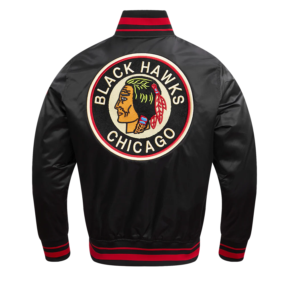 NHL CHICAGO BLACKHAWKS RETRO CLASSIC RIB SATIN JACKET