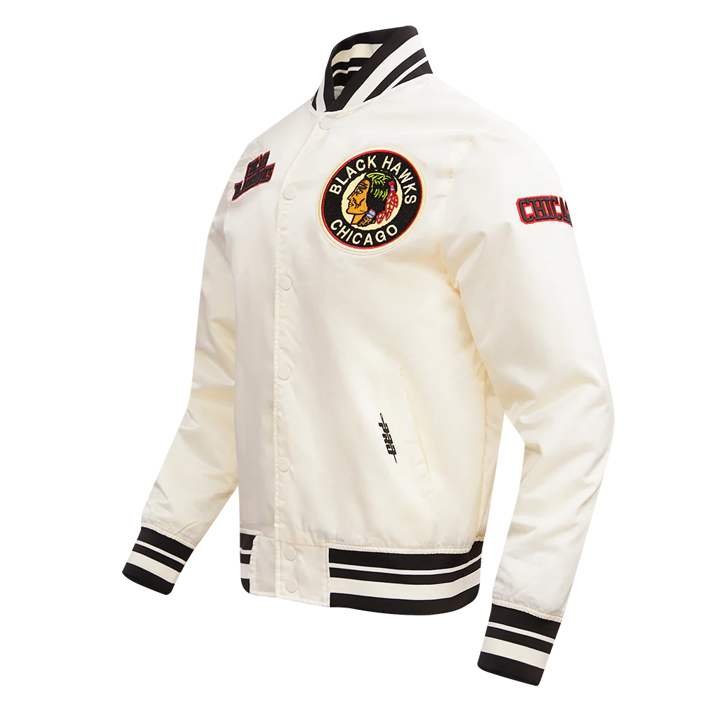 NHL CHICAGO BLACKHAWKS RETRO CLASSIC RIB SATIN JACKET