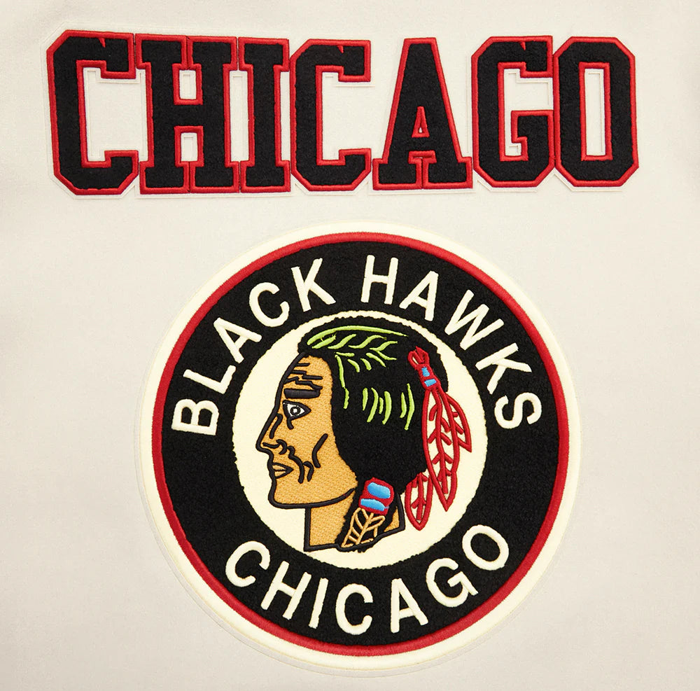 NHL CHICAGO BLACKHAWKS RETRO CLASSIC MEN'S RIB WOOL VARSITY JACKET