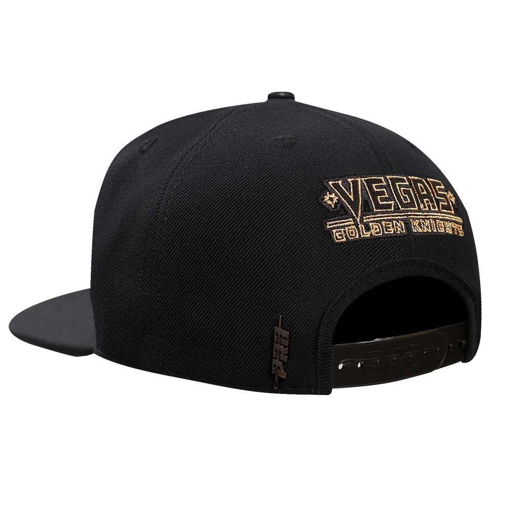 NHL VEGAS GOLDEN KNIGHTS BLACK & GOLD WOOL SNAPBACK HAT
