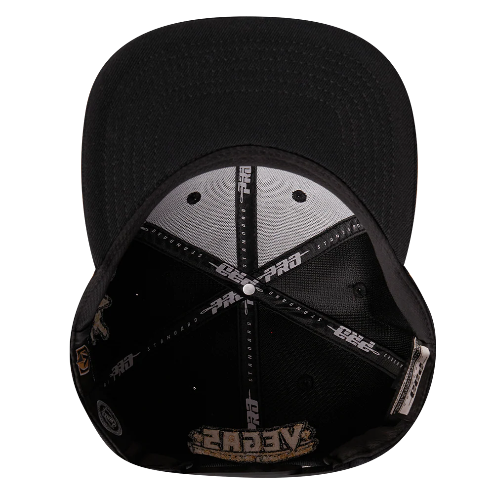 NHL VEGAS GOLDEN KNIGHTS BLACK & GOLD WOOL SNAPBACK HAT