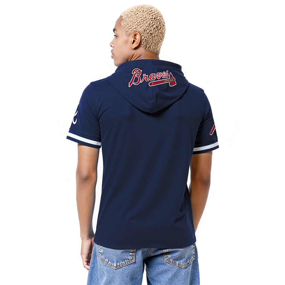 MLB ATLANTA BRAVES MATT OLSON #28 CLASSIC MEN'S SHORT SLEEVE PULLOVER HOODIE