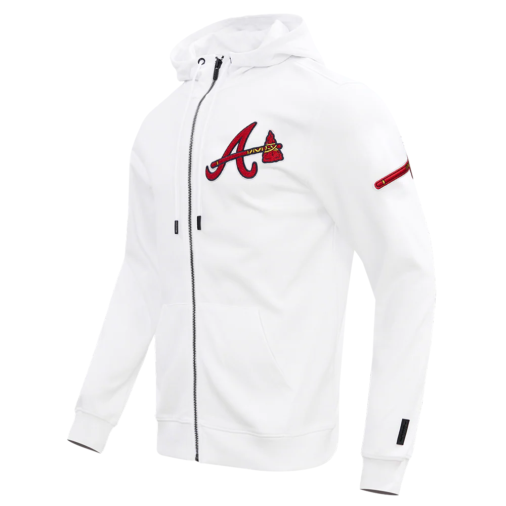 MLB ATLANTA BRAVES CLASSIC CHENILLE MEN'S FULL ZIP PULLOVER HOODIE