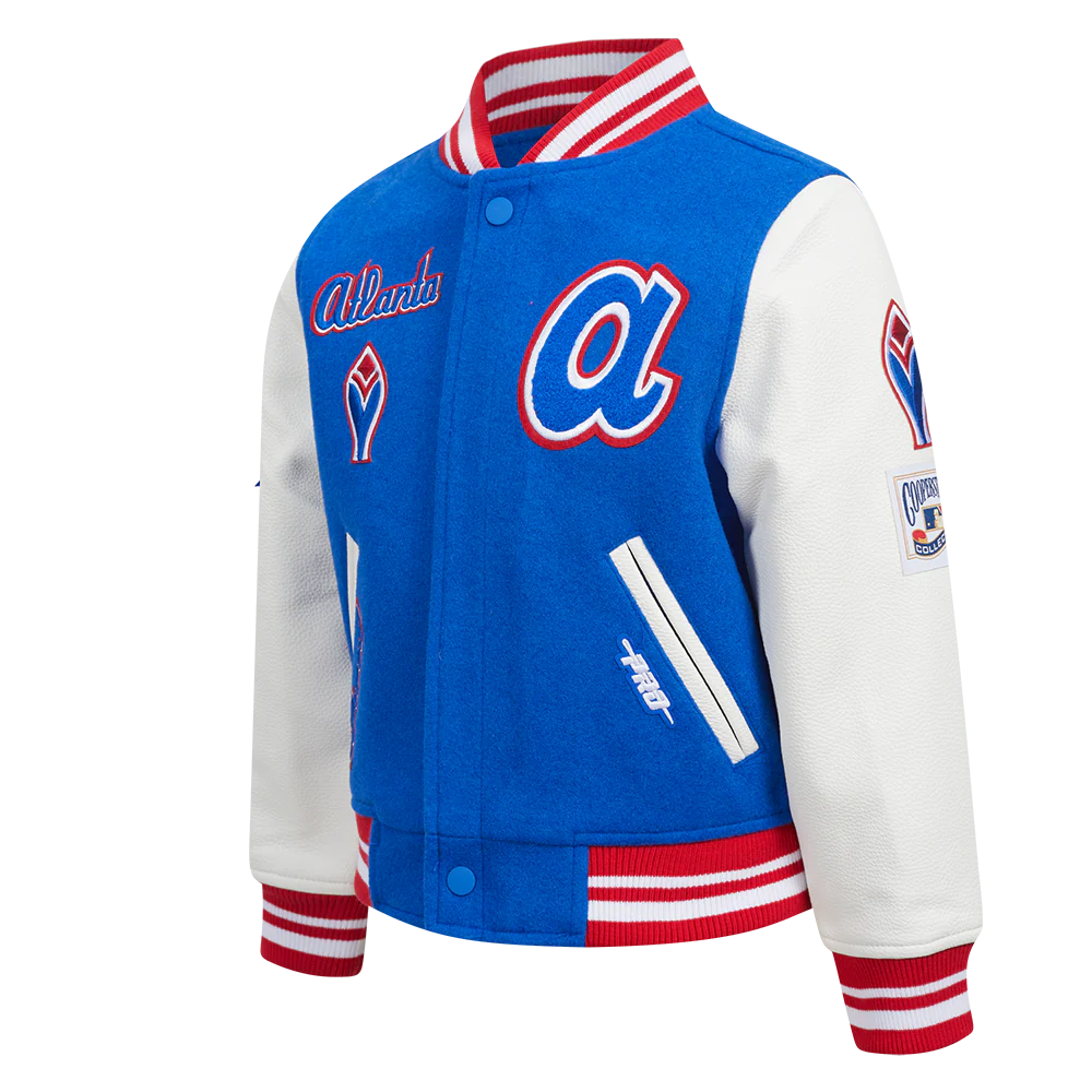 MLB ATLANTA BRAVES RETRO CLASSIC LITTLE BOYS RIB WOOL VARSITY JACKET