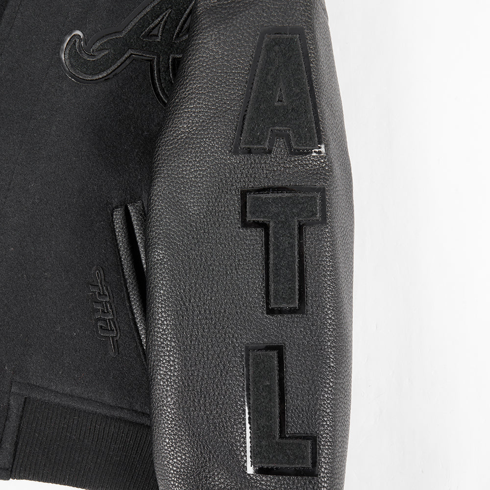 MLB ATLANTA BRAVES TRIPLE BLACK TODDLER BOYS WOOL VARSITY JACKET