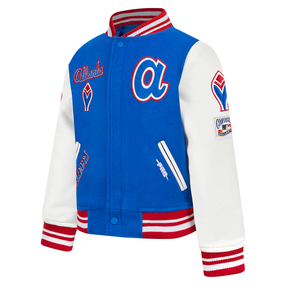 MLB ATLANTA BRAVES RETRO CLASSIC TODDLER BOYS RIB WOOL VARSITY JACKET