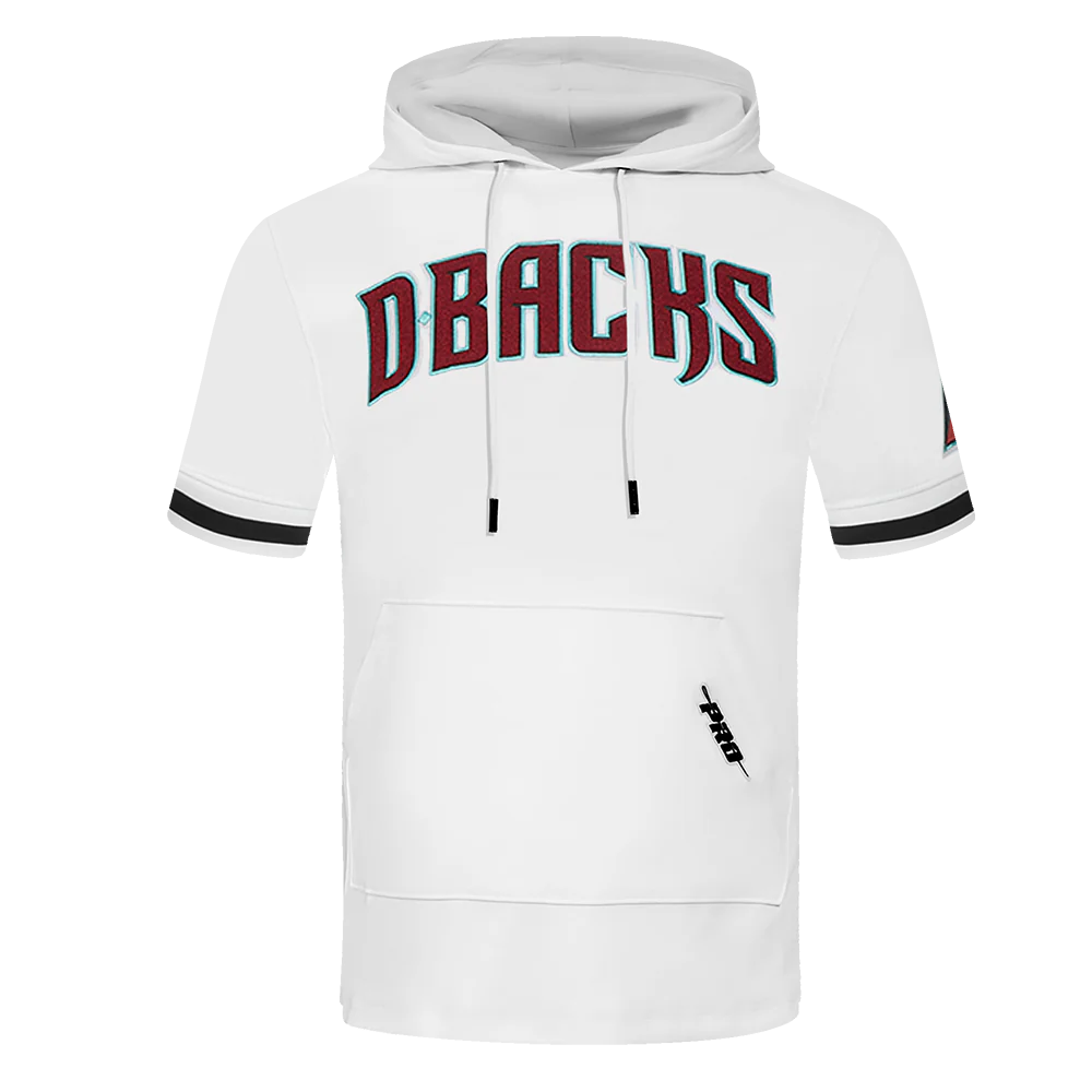 MLB ARIZONA DIAMONDBACKS CLASSIC CHENILLE MEN'S DOUBLE KNIT SHORT SLEEVE PULLOVER HOODIE