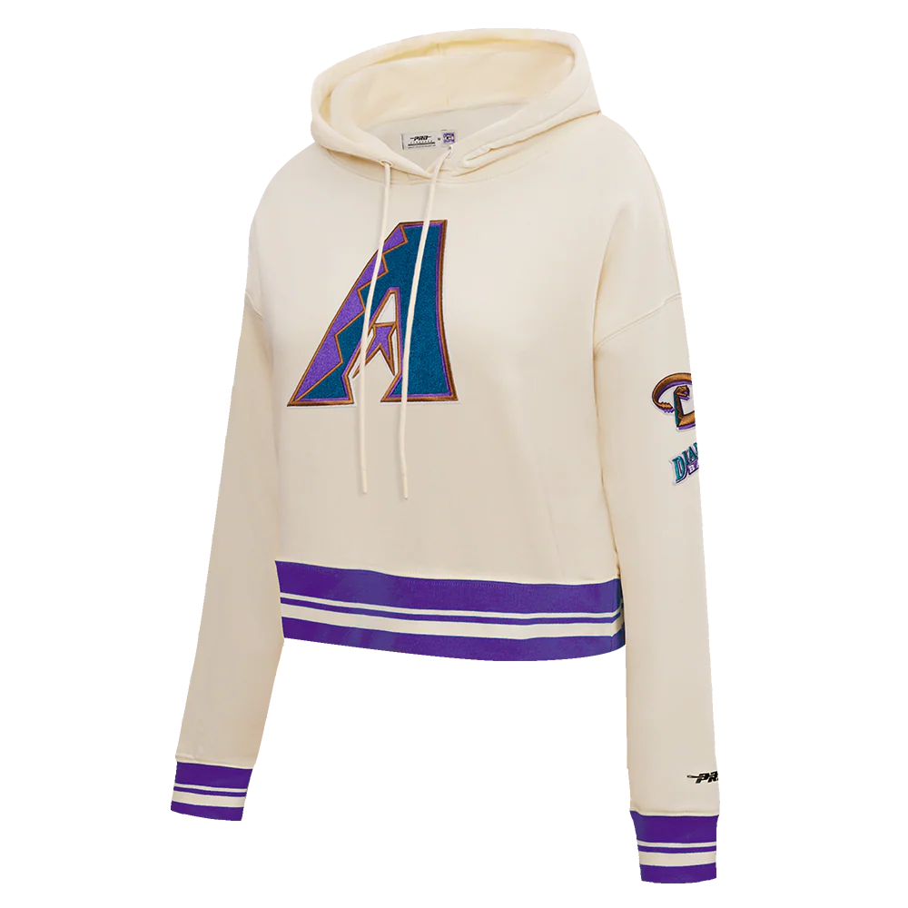 MLB ARIZONA DIAMONDBACKS RETRO CLASSIC WOMEN'S RIB CROPPED PULLOVER HOODIE