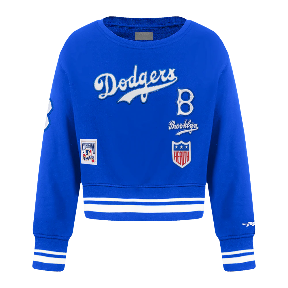 MLB BROOKLYN DODGERS RETRO CLASSIC TODDLER GIRLS RIB FLEECE CREWNECK