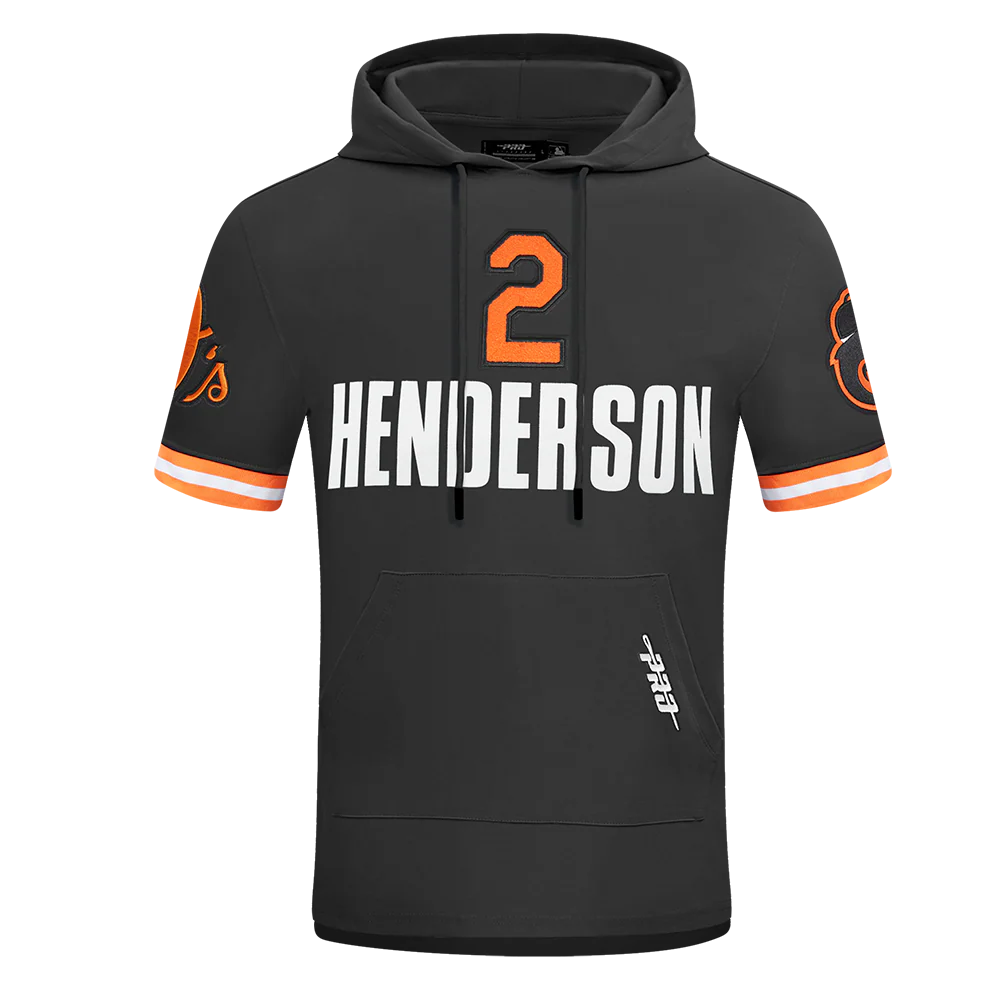 MLB BALTIMORE ORIOLES GUNNAR HENDERSON #2 CLASSIC MEN'S SHORT SLEEVE PULLOVER HOODIE