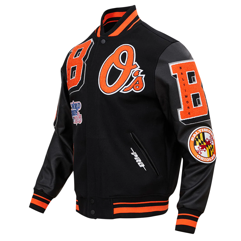 MLB BALTIMORE ORIOLES MASHUP MEN'S RIB WOOL VARSITY JACKET