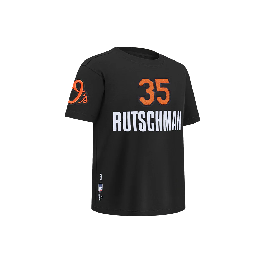MLB BALTIMORE ORIOLES ADLEY RUTSCHMAN #35 CLASSIC PLAYER NAME AND NUMBER LITTLE BOY'S TEE