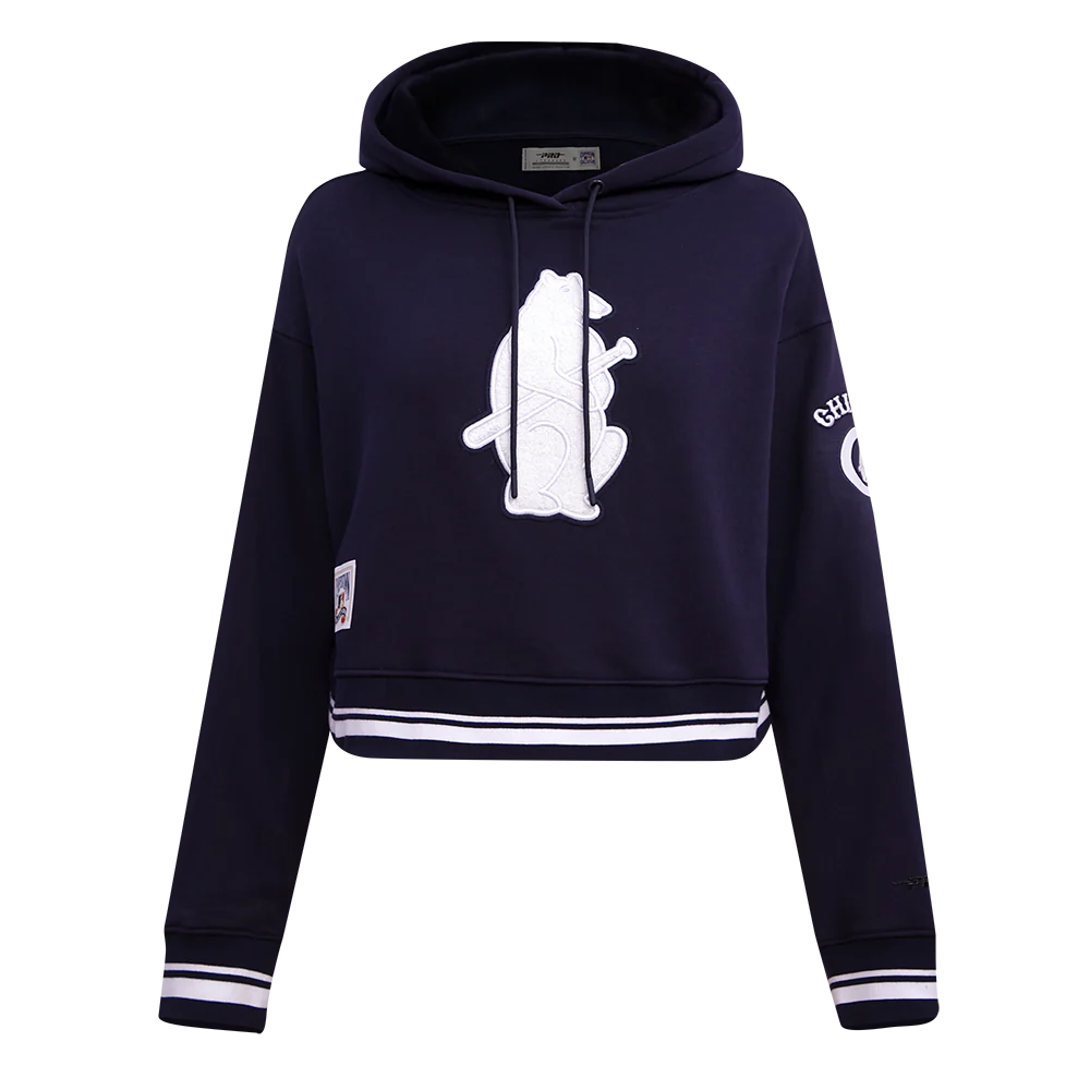 MLB CHICAGO CUBS RETRO CLASSIC WOMEN'S CROPPED PULLOVER HOODIE