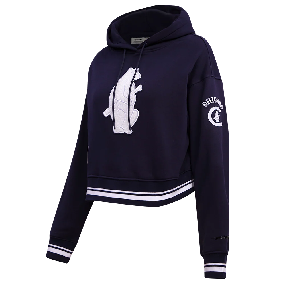 MLB CHICAGO CUBS RETRO CLASSIC WOMEN'S CROPPED PULLOVER HOODIE