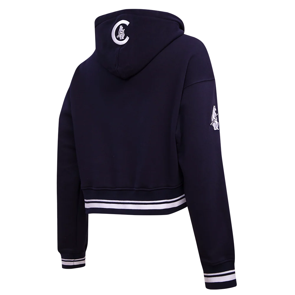MLB CHICAGO CUBS RETRO CLASSIC WOMEN'S CROPPED PULLOVER HOODIE