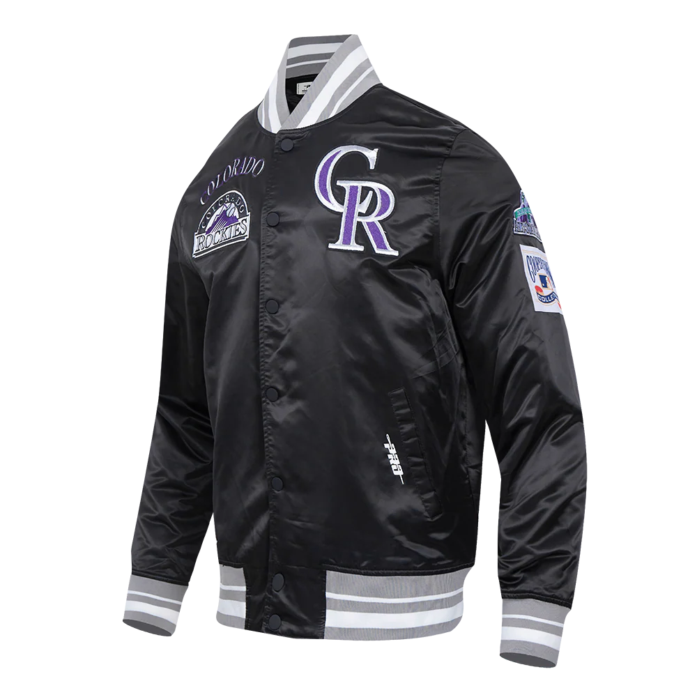 MLB COLORADO ROCKIES RETRO CLASSIC MEN'S RIB SATIN JACKET