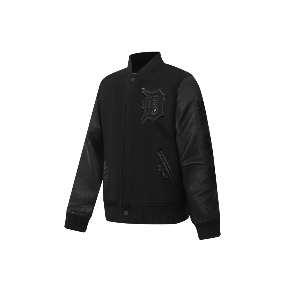 MLB DETROIT TIGERS TRIPLE BLACK LITTLE BOYS WOOL VARSITY JACKET
