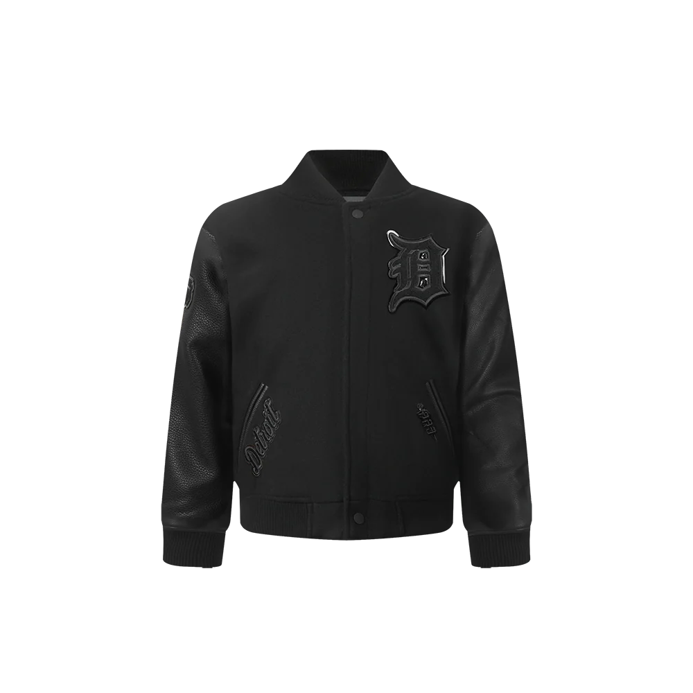 MLB DETROIT TIGERS TRIPLE BLACK TODDLER BOYS WOOL VARSITY JACKET