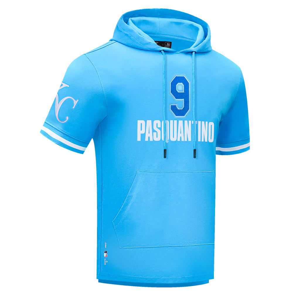 MLB KANSAS CITY ROYALS VINNIE PASQUANTINO #9 CLASSIC MEN'S SHORT SLEEVE PULLOVER HOODIE