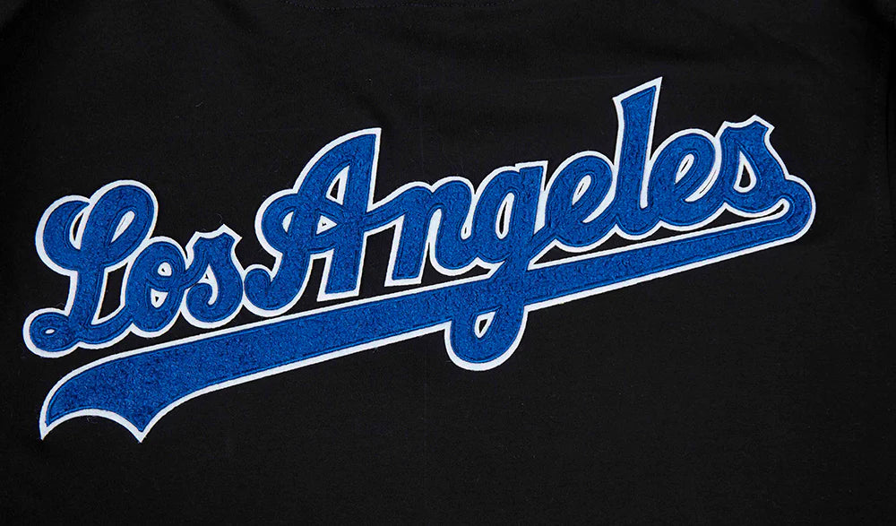 MLB LOS ANGELES DODGERS CLASSIC CHENILLE MEN'S DOUBLE KNIT SHORT SLEEVE PULLOVER HOODIE
