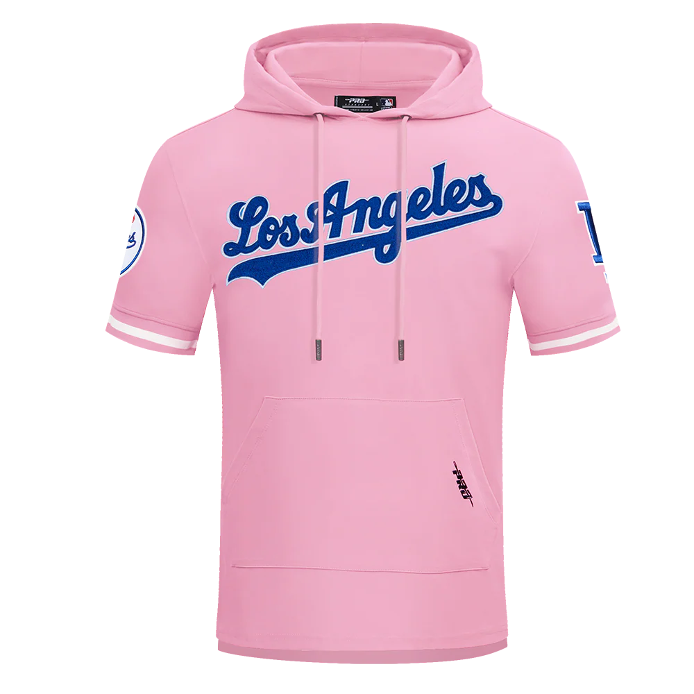 MLB LOS ANGELES DODGERS CLASSIC CHENILLE MEN'S DOUBLE KNIT SHORT SLEEVE PULLOVER HOODIE