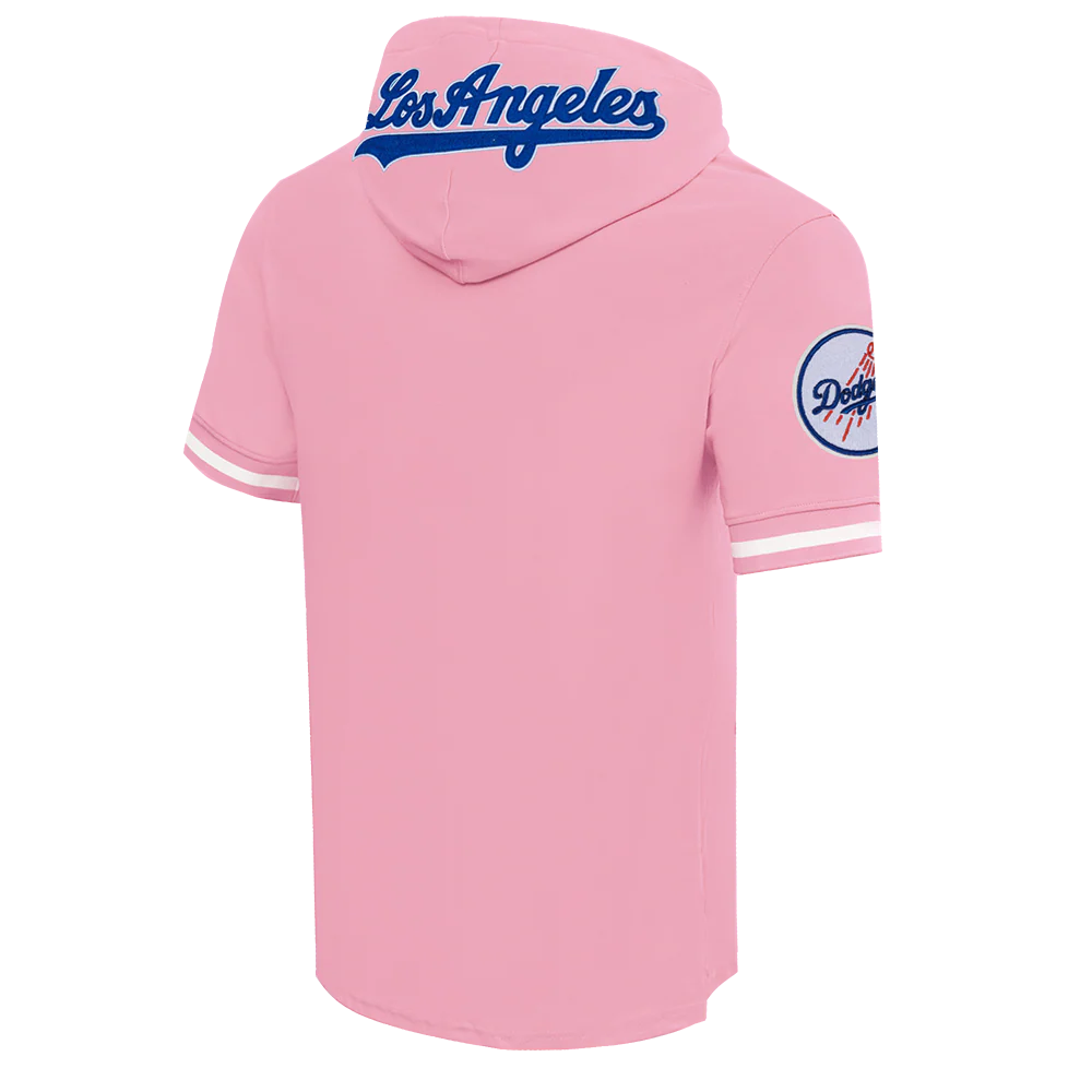 MLB LOS ANGELES DODGERS CLASSIC CHENILLE MEN'S DOUBLE KNIT SHORT SLEEVE PULLOVER HOODIE