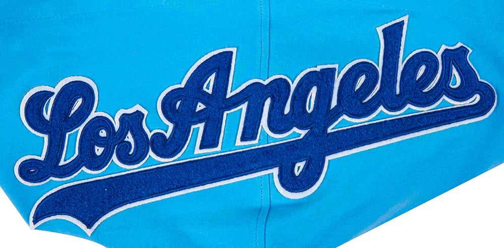 MLB LOS ANGELES DODGERS CLASSIC CHENILLE MEN'S DOUBLE KNIT SHORT SLEEVE PULLOVER HOODIE