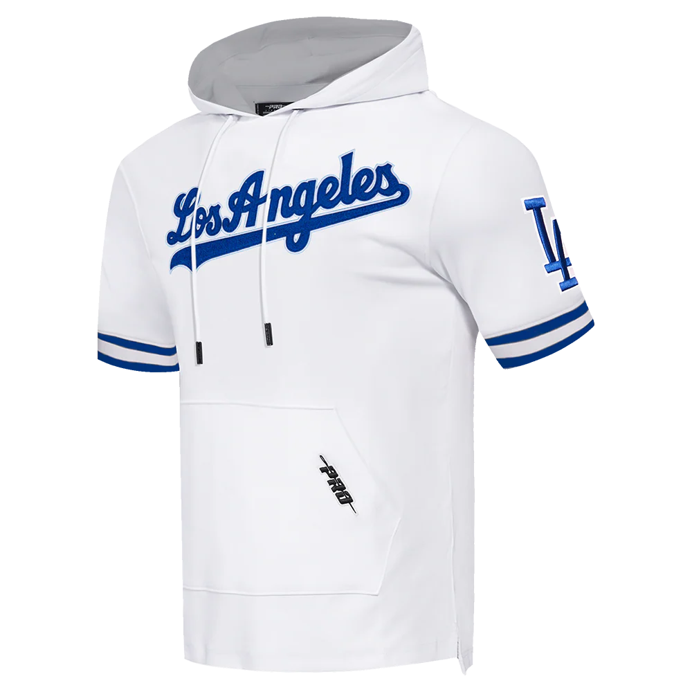 MLB LOS ANGELES DODGERS CLASSIC CHENILLE MEN'S DOUBLE KNIT SHORT SLEEVE PULLOVER HOODIE