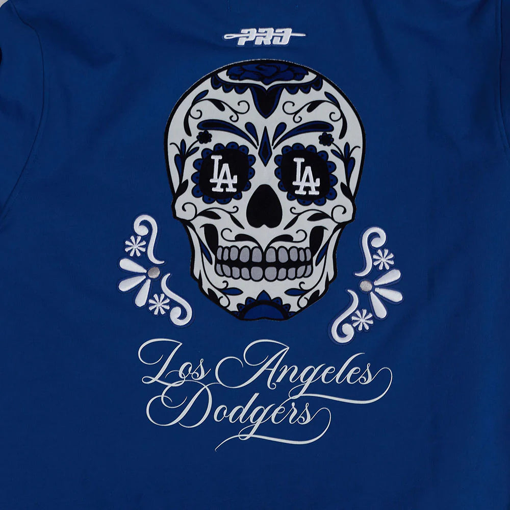 MLB LOS ANGELES DODGERS SUGAR SKULL MEN'S FLEECE PULLOVER HOODIE