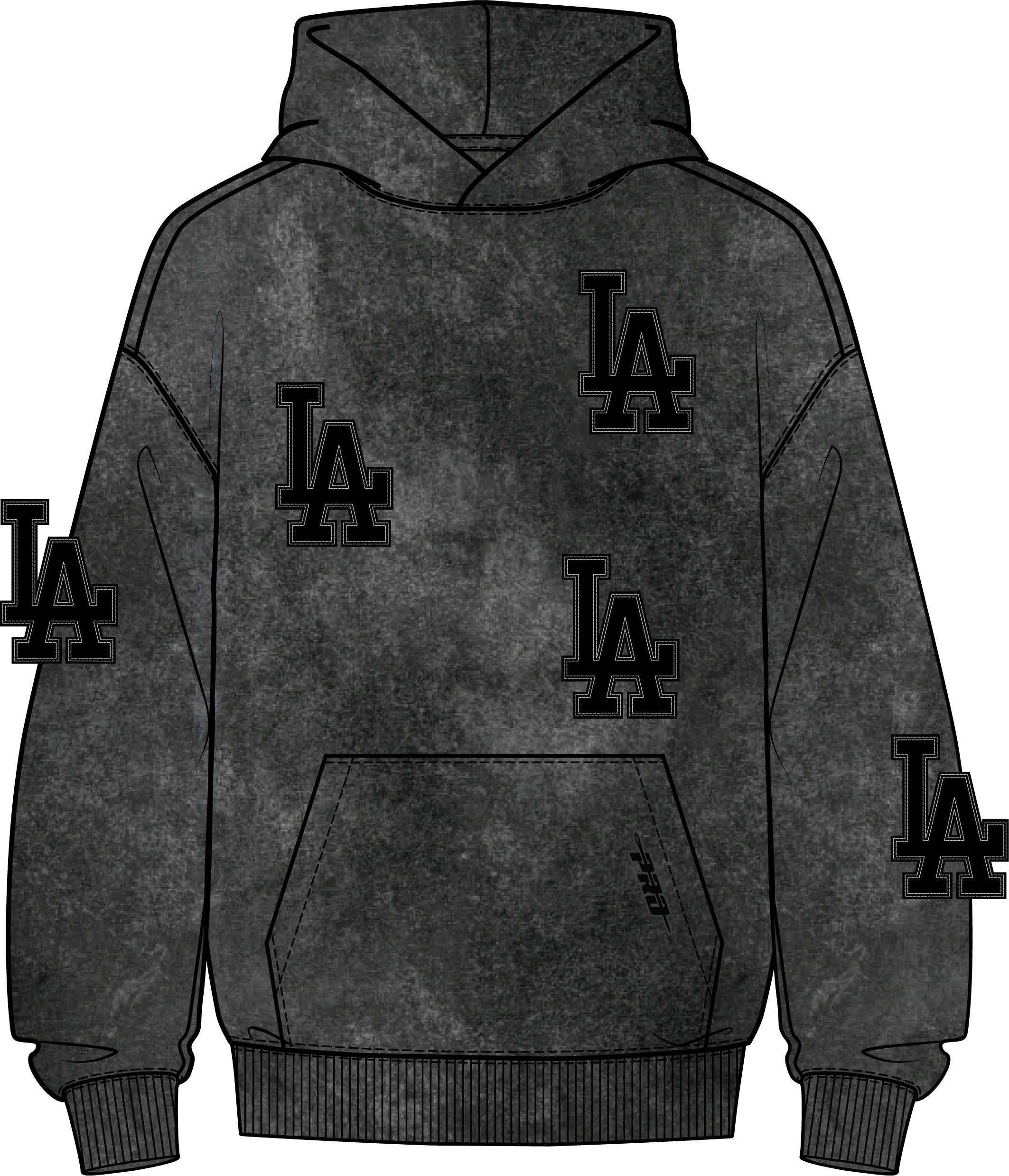 MLB LOS ANGELES DODGERS WASHED VANGUARD MEN'S ENZYME WASH DROP SHOULDER