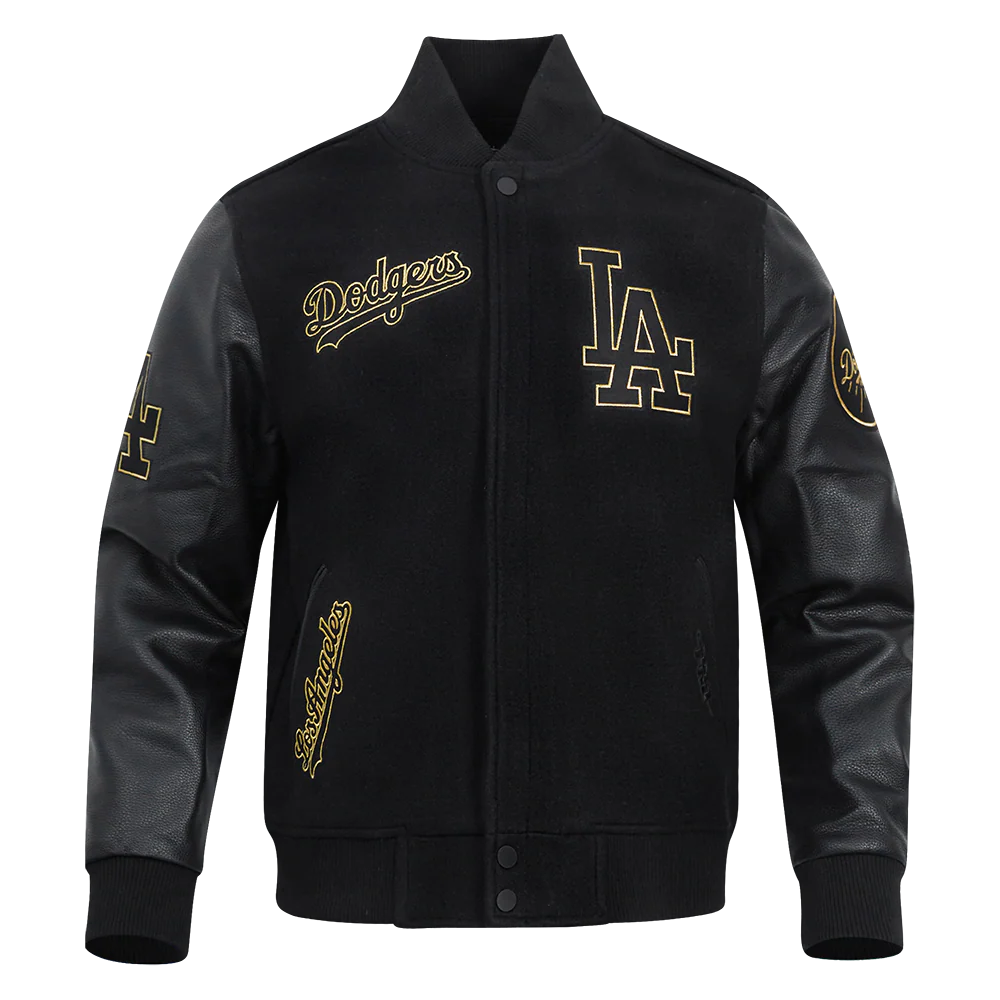 MLB LOS ANGELES DODGERS BLACK & GOLD MEN'S WOOL VARSITY JACKET