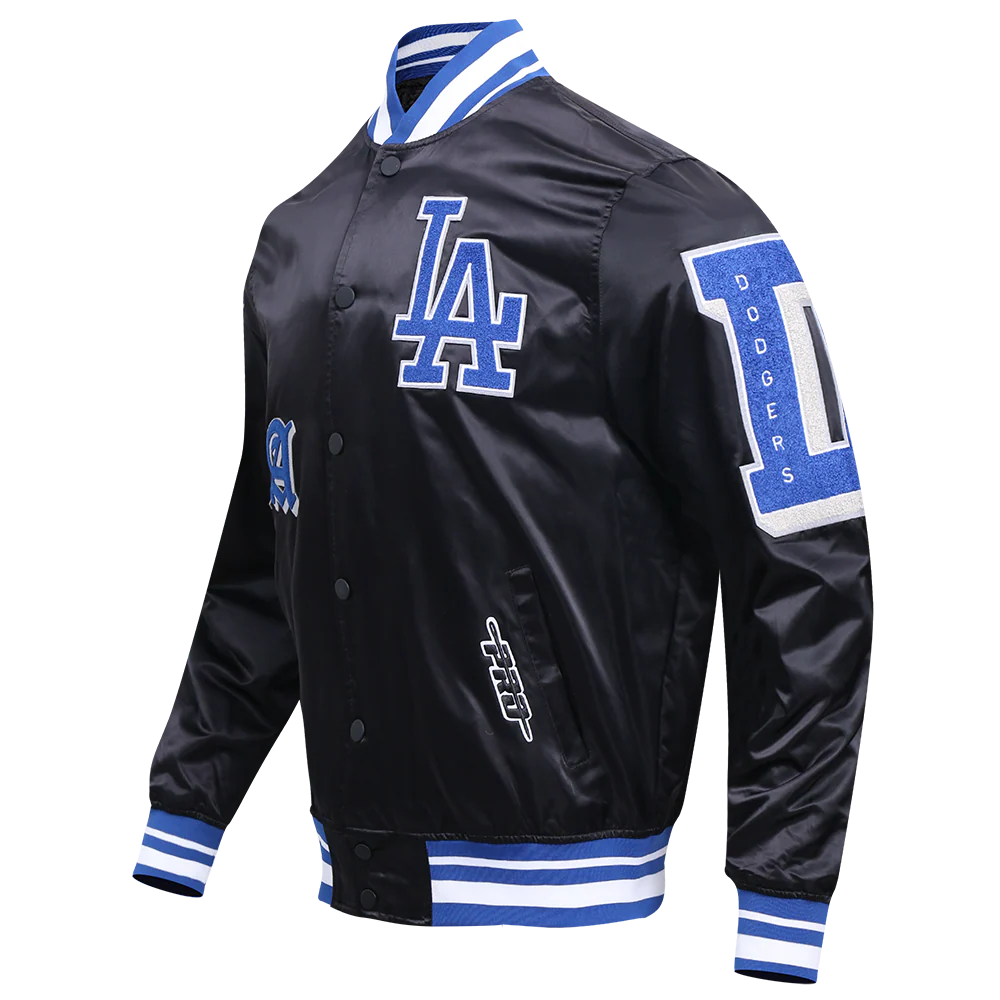 MLB LOS ANGELES DODGERS OLD ENGLISH MEN'S RIB SATIN JACKET