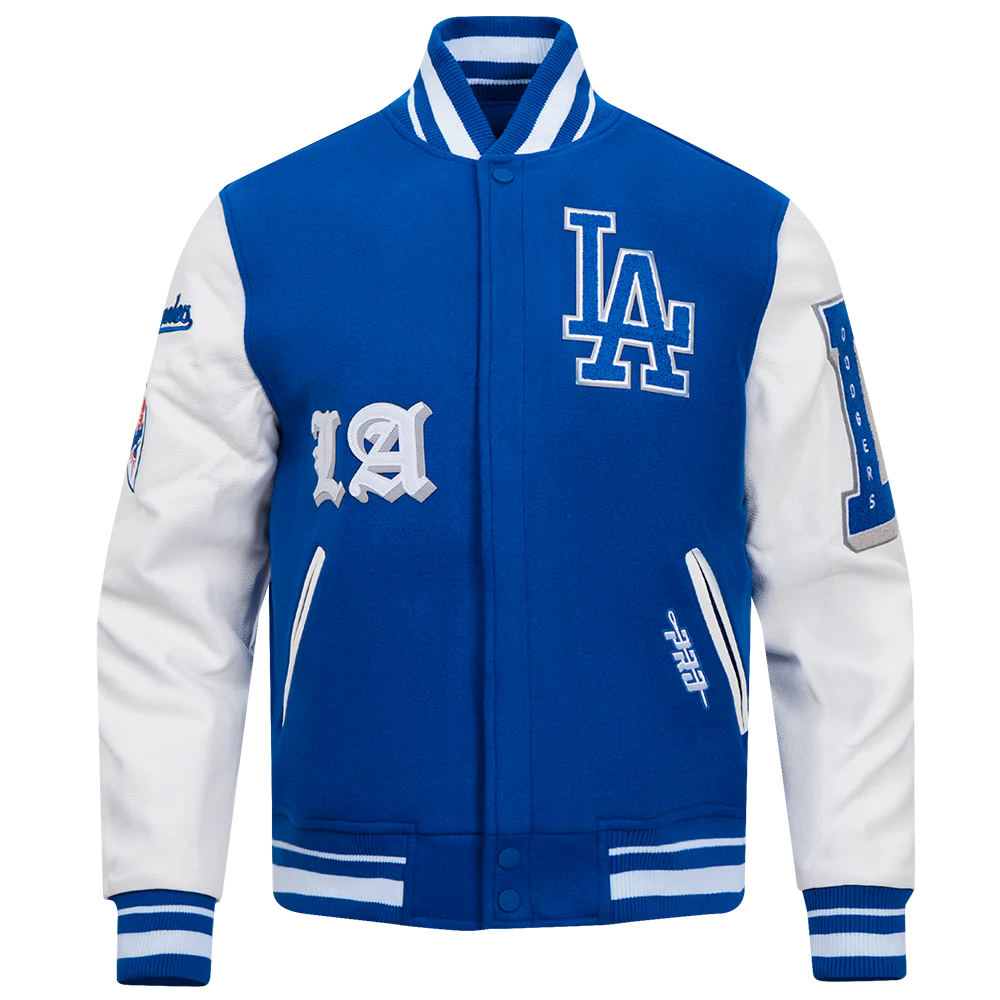 MLB LOS ANGELES DODGERS OLD ENGLISH MEN'S RIB WOOL VARSITY JACKET